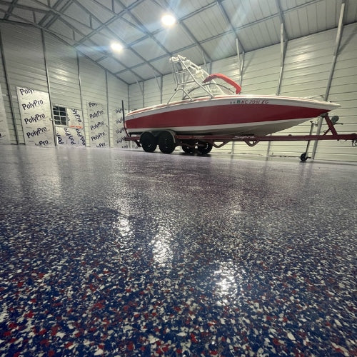 Epoxy colorant applied to create a seamless garage floor finish